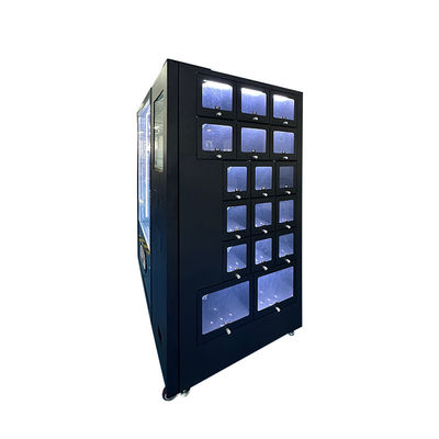 Black Combo Spiral Locker Snacks Minuman Vending Machine Dengan Locker Ekstra Untuk Snack Besar