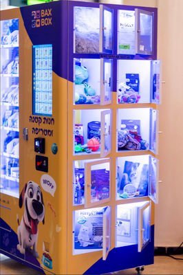220V Mesin penjual otomatis pintu kaca untuk makanan ringan besar yang dikemas 400W Efisiensi kapasitas