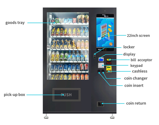 Stiker yang disesuaikan membungkus Snack And Drink layar sentuh Mesin Penjual Internet untuk pasar Pakistan