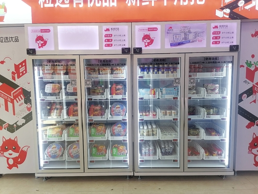 Mesin Penjual Otomatis Kulkas Cerdas Ritel Tanpa Pengawasan Untuk Makanan Sehat Grab N Go Fridge
