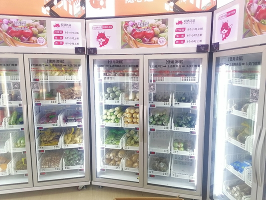 Mesin Penjual Otomatis Kulkas Cerdas Ritel Tanpa Pengawasan Untuk Makanan Sehat Grab N Go Fridge