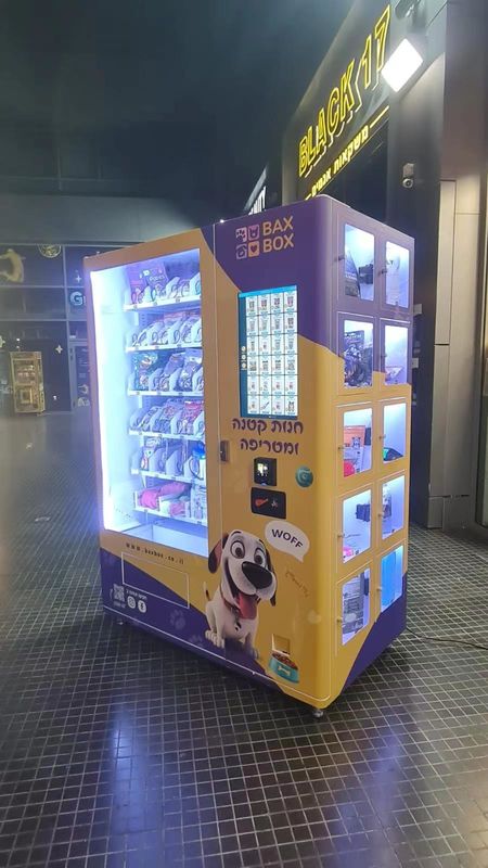 220V Mesin penjual otomatis pintu kaca untuk makanan ringan besar yang dikemas 400W Efisiensi kapasitas