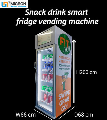 240V Smart Fridge Mesin Penjual Otomatis Botol Kaca Minuman Dingin Grab N Go Kulkas