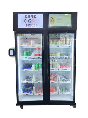 Untuk pasar Eropa mesin vending lemari es pintar untuk menjual minuman camilan dengan pembaca kartu