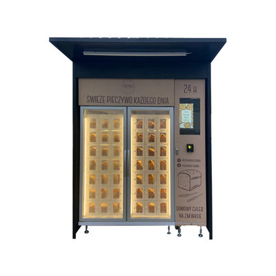 Custom Cooling Locker 24H Outdoor Bread Vending Machine untuk Kue Kue Dessert Dengan Pembaca Kartu