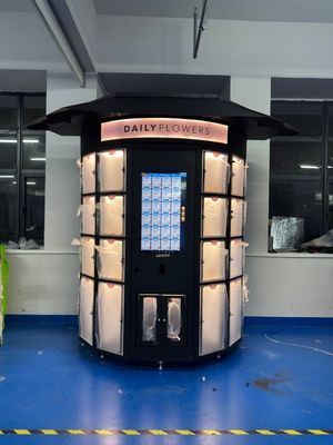 32 Inch Touch Screen Outdoor Vending Machine Solusi untuk Toko Bunga Kombinasi yang Sempurna Rating Voltage 220/750 Hz