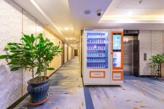 Mesin Penjual Otomatis Kaca Lapisan Ganda Lampu LED Untuk Merchandising Cemerlang, Mesin Penjual Minuman, Mikron