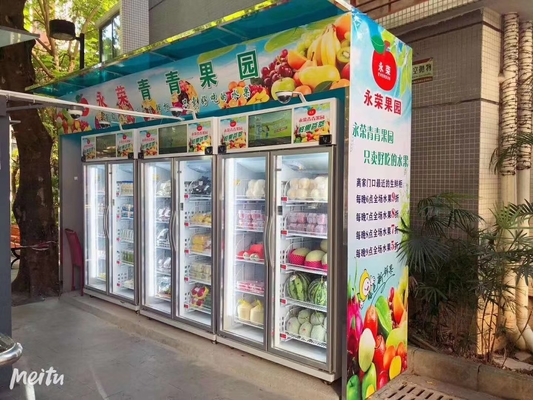 Open Door LED Smart Fridge Vending Machine Untuk Buah-buahan dengan Fungsi Pemantauan Enventory Real-time Telemetri, Mikron